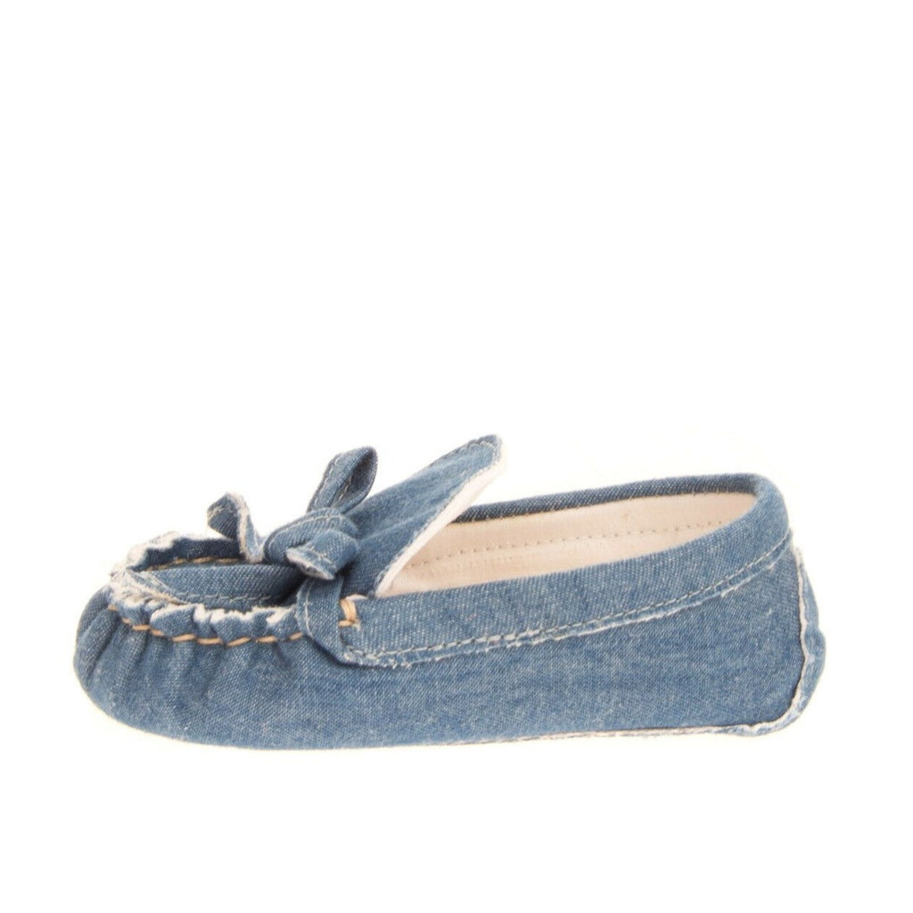 Simonetta Tiny Denim Moccasin Crib Shoes