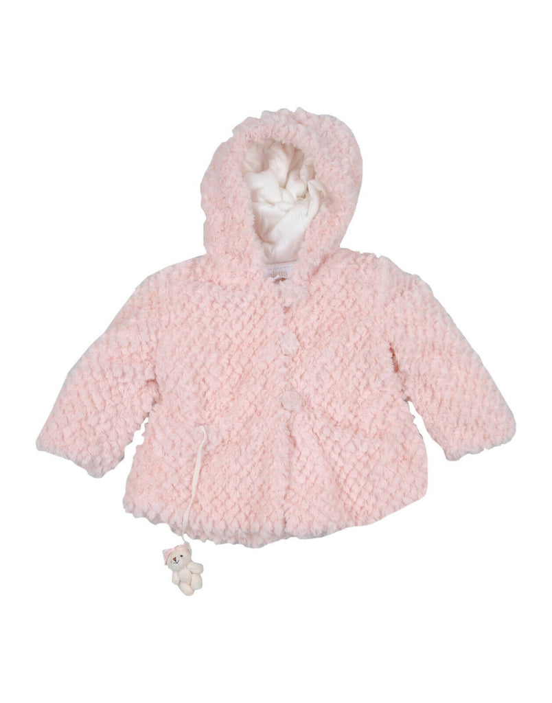 Aletta Italian Made Faux Fur Baby Jacket with attached Teddy Bear 